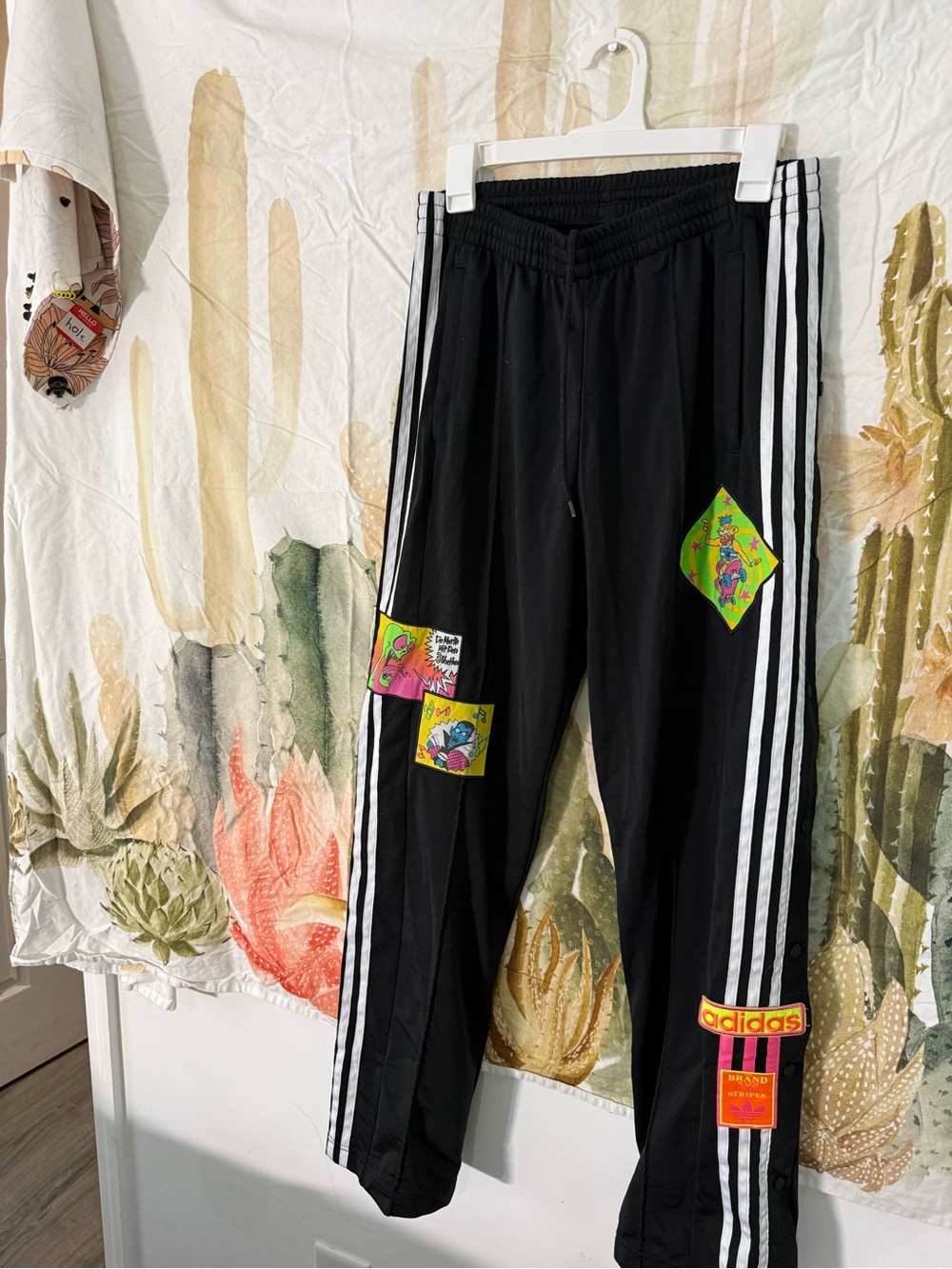 adidas Black Jogger Pants with White Label